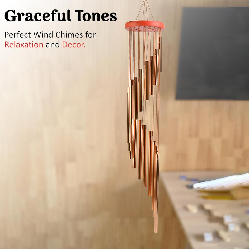 HindCraft Wind Chimes for Balcony & Garden – 27-Inch Gold Copper Windchime for Home Decor, Wall Hanging Bells for Positive Energy & Living Room Decoration(Pack of 1) - Image 4