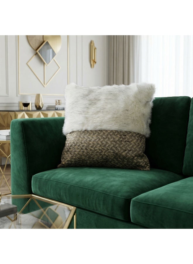 Set of 2 45x45cm Luxurious Double-Layer Pillow Cover Set | Faux Fur + Metallic Sheen Satin Design | Nordic-Style Home Decor Cushion - Image 3