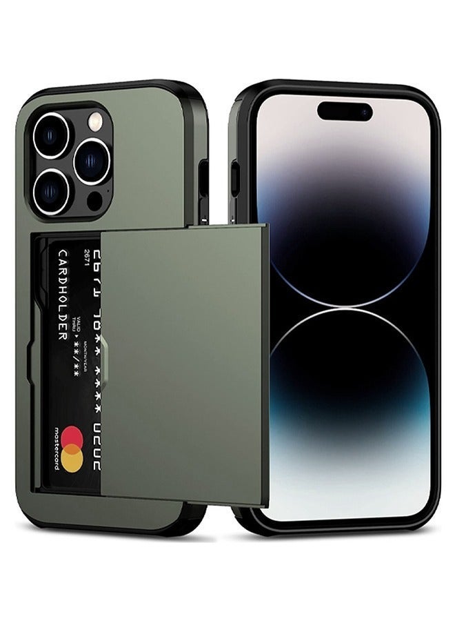 TEAM LUXURY iPhone 14 Pro Max Wallet Case with Credit Card Holders Slots Dual Layer Shockproof Hard PC Soft TPU Slide Flip Protective Case for iPhone 14 Pro Max 6.7 Inch,iphone 14 Pro Max Cover  - Image 1