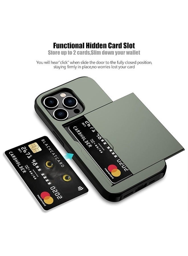 TEAM LUXURY iPhone 14 Pro Max Wallet Case with Credit Card Holders Slots Dual Layer Shockproof Hard PC Soft TPU Slide Flip Protective Case for iPhone 14 Pro Max 6.7 Inch,iphone 14 Pro Max Cover  - Image 2