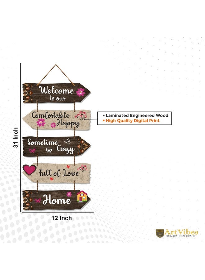 Artvibes Art Vibes Home Quotes Decorative Wall Art Wooden Wall Hanger For Living Room | Bedroom | Gifts | Wood Hangings For Home Decoration | Modern Decor Items | Designer Artworks (Wh 7304N), Set Of 5 - Image 5