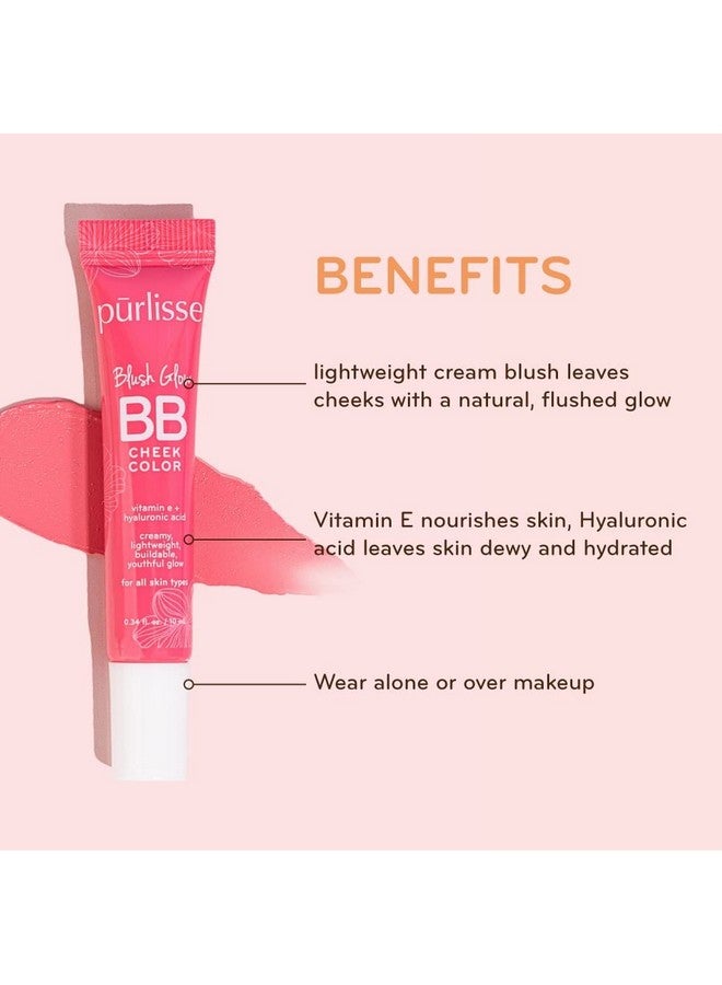 Purlisse Blush Glow Bb Cheek Color Crueltyfree & Clean Paraben & Sulfatefree Cream Blush Long Lasting Vitamin E Hydrates Vivid Coral 0.34Oz - Image 3