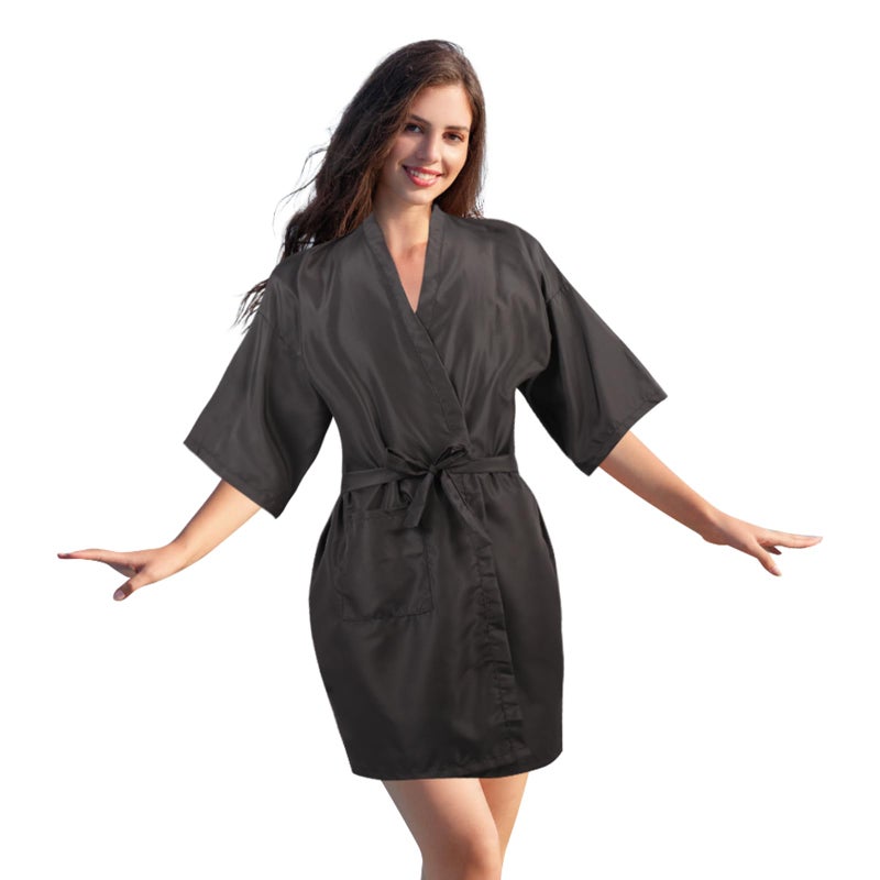 YELEGAI Barber Gown Robes Cape for Hair Cutting Dye Make Up Hairdressing Styling, Waterproof Salon Client Smock, Barber Shop & Home Salon Essentials Accessories (1, Black) - Image 1