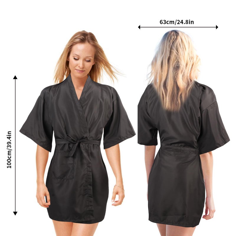 YELEGAI Barber Gown Robes Cape for Hair Cutting Dye Make Up Hairdressing Styling, Waterproof Salon Client Smock, Barber Shop & Home Salon Essentials Accessories (1, Black) - Image 4