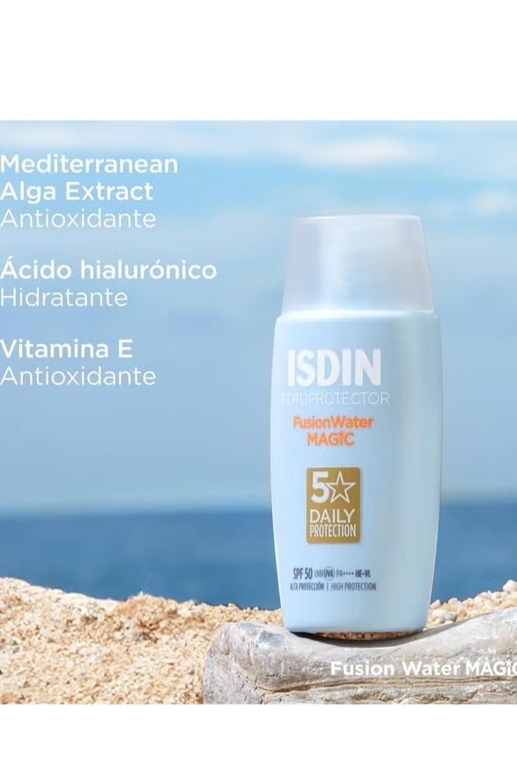 ISDIN Fotoprotector Fusion Water Magic SPF 50 UVB UVA High Protection Sunscreen Lightweight Hydration Non Greasy Skin Care Sunblock for Acne Prone Skin 50 ml - Image 2