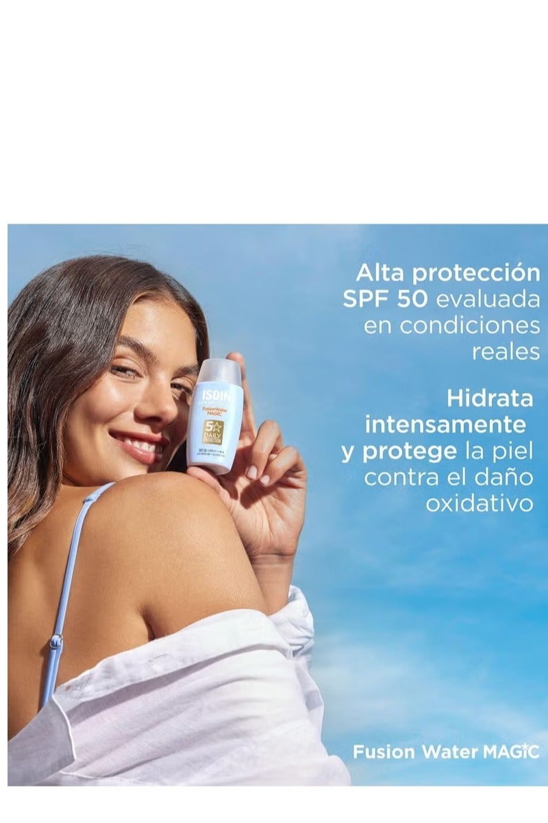 ISDIN Fotoprotector Fusion Water Magic SPF 50 UVB UVA High Protection Sunscreen Lightweight Hydration Non Greasy Skin Care Sunblock for Acne Prone Skin 50 ml - Image 4