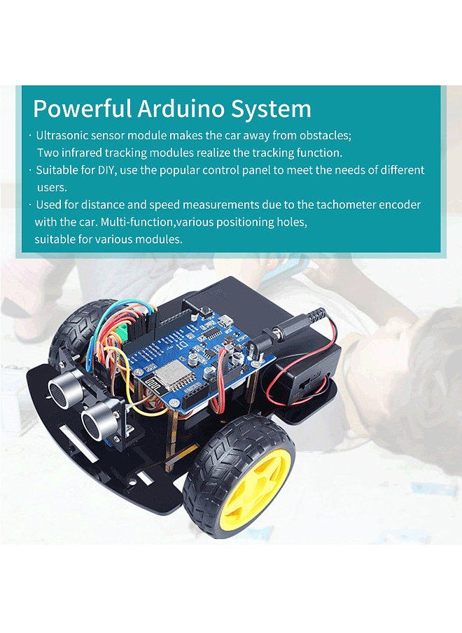 Generic - Smart Robot DIY Kit Intelligent Programmable Robot Kit with Arduino System Obstacle Avoidance Tracking STEM Wireless Vehicle Direction Control for Boys Girls Educational Gift - Image 1