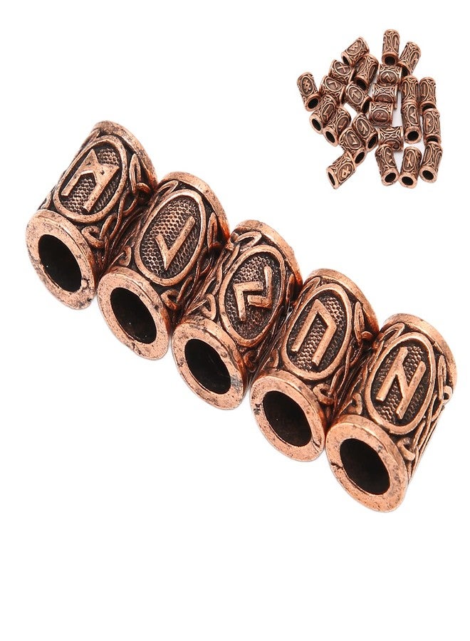 Filfeel 24 Pieces Dreadlock Beads Filigree Cuffs, Viking Rune Hair Beads Beard Vintage Hair Tube Beads for Hair Braiding Bracelet Pendant Necklace - Image 2
