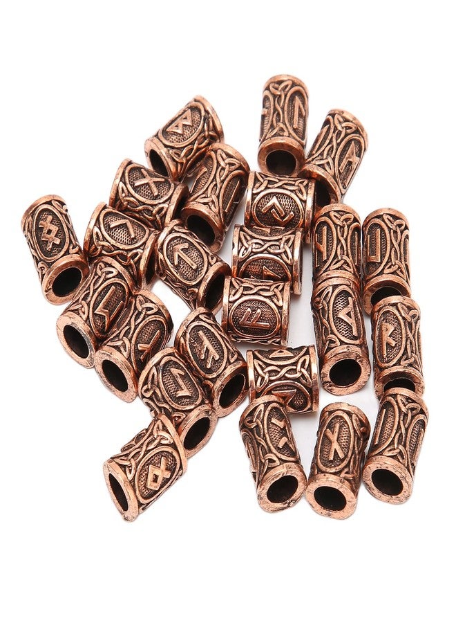 Filfeel 24 Pieces Dreadlock Beads Filigree Cuffs, Viking Rune Hair Beads Beard Vintage Hair Tube Beads for Hair Braiding Bracelet Pendant Necklace - Image 1