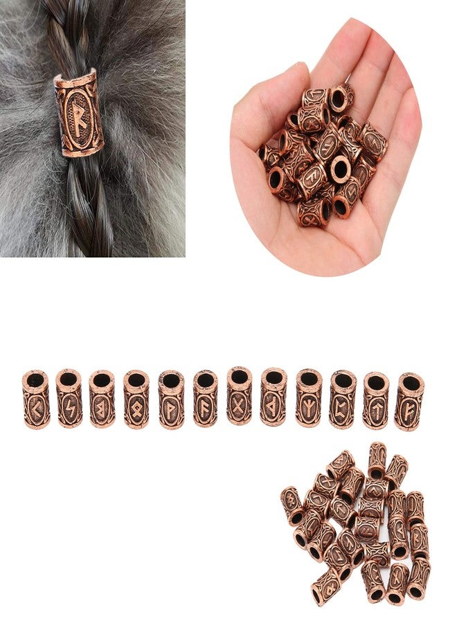 Filfeel 24 Pieces Dreadlock Beads Filigree Cuffs, Viking Rune Hair Beads Beard Vintage Hair Tube Beads for Hair Braiding Bracelet Pendant Necklace - Image 4