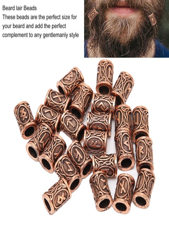 Filfeel 24 Pieces Dreadlock Beads Filigree Cuffs, Viking Rune Hair Beads Beard Vintage Hair Tube Beads for Hair Braiding Bracelet Pendant Necklace - Image 5