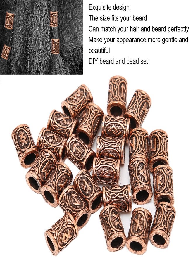 Filfeel 24 Pieces Dreadlock Beads Filigree Cuffs, Viking Rune Hair Beads Beard Vintage Hair Tube Beads for Hair Braiding Bracelet Pendant Necklace - Image 3