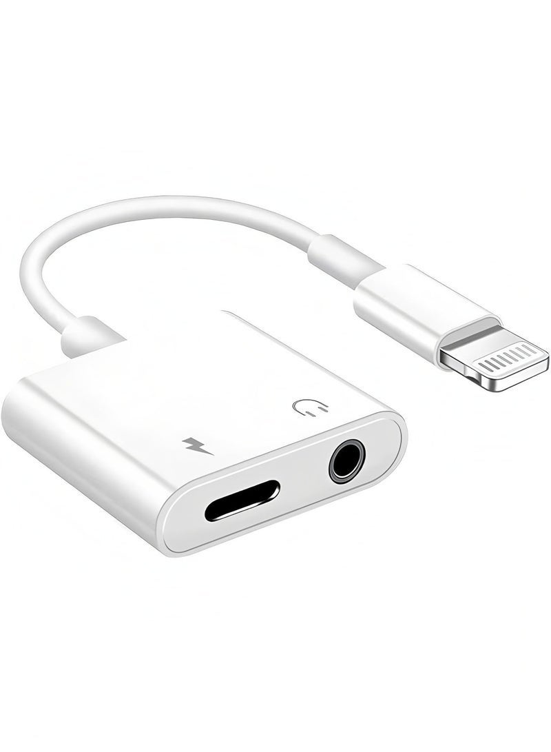محول سماعة رأس Aux لجهاز iPhone [معتمد من MFi] محول سماعة رأس 2 في 1 إلى مقبس 3.5 مم متوافق مع iPhone 14/13/12/11/XS/XR/X/8/7 يدعم جميع أنظمة iOS - Image 1