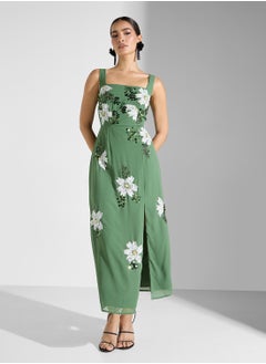 Maya Contrast Floral Embellished Square Neck Midaxi  - Image 1