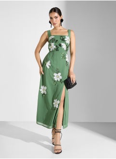 Maya Contrast Floral Embellished Square Neck Midaxi  - Image 4