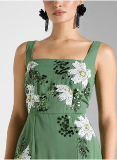 Maya Contrast Floral Embellished Square Neck Midaxi  - Image 3