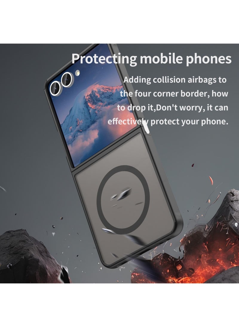 ريما جراب مغناطيسي متوافق مع ماج سيف من سامسونج جالاكسي زد فليب 7، غطاء نحيف مقاوم للصدمات، أسود - Image 4