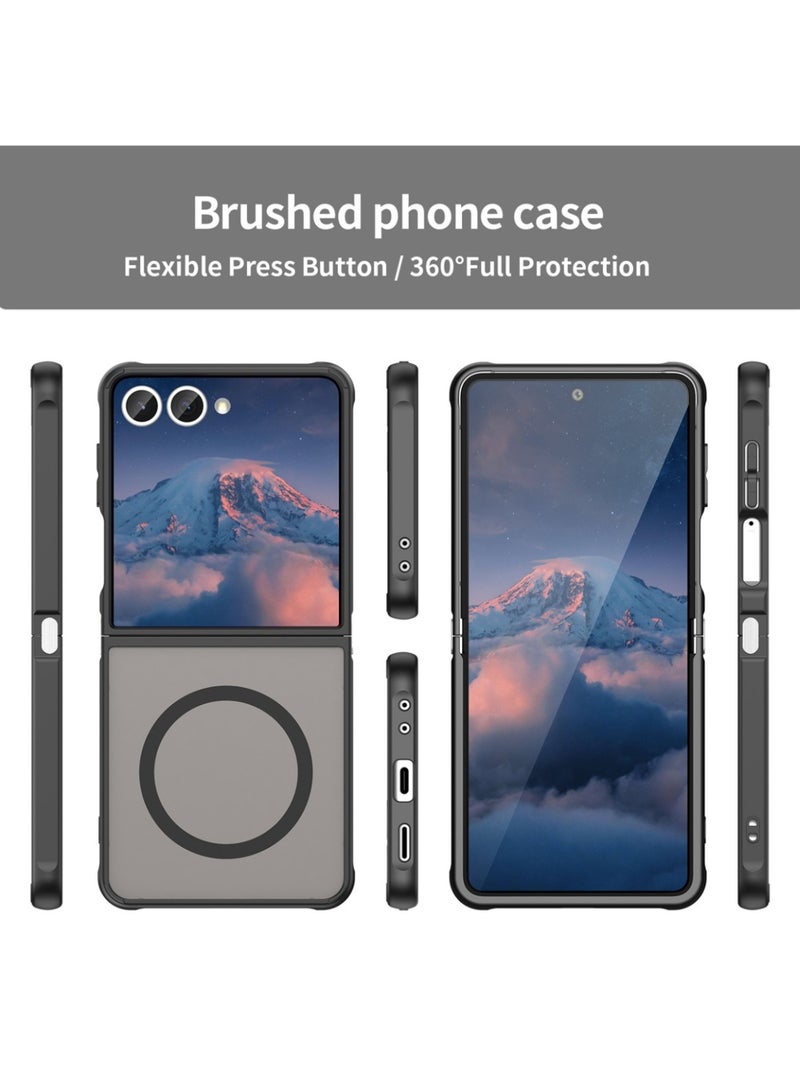 ريما جراب مغناطيسي متوافق مع ماج سيف من سامسونج جالاكسي زد فليب 7، غطاء نحيف مقاوم للصدمات، أسود - Image 2