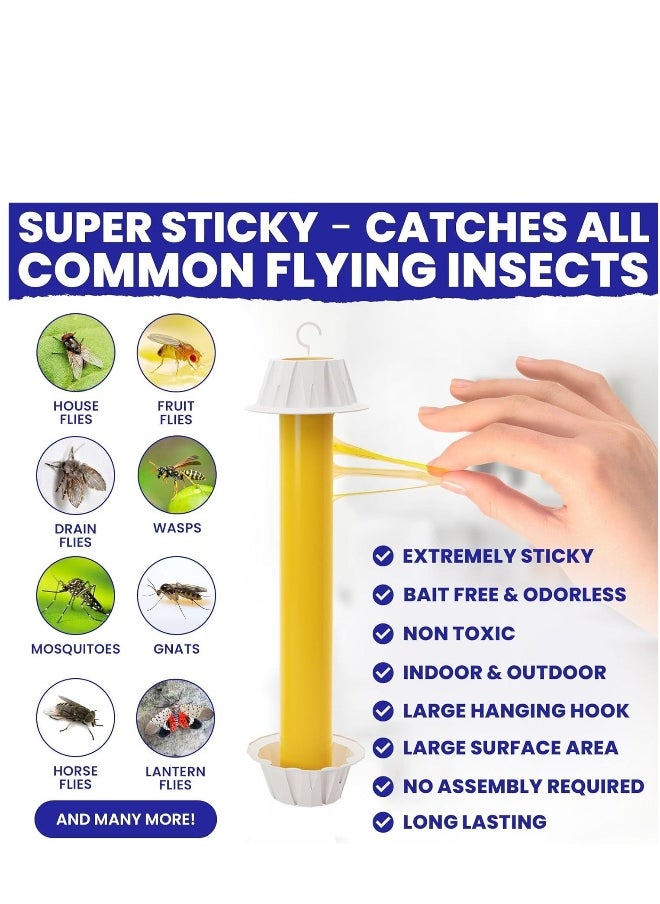 Generic Fly Stick Sticky Fly Traps for Indoors and Outdoor 4pk, Non-Toxic Bait Free, Trap All Flies. Sticky Fly Traps for Indoors Outdoor Fly Catchers for Inside Home Bug Sticky Traps for Bugs  - Image 2