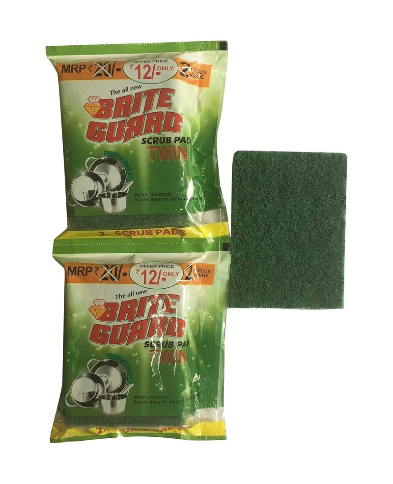 Brite Guard Brite Guard Polyester Blend Scrub Pad Twin Pack Pouches 3x4 Inches Green 48 Pieces  - Image 2