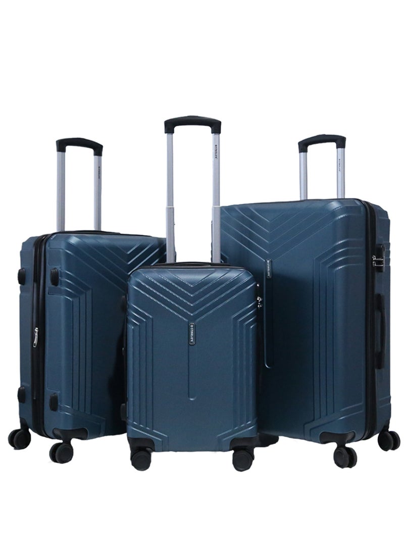 ستار لايف مجموعة حقائب سفر بعجلات من الجانب الصلب ABS مكونة من 3 قطع بعجلات دوارة مع قفل أرقام - Image 1