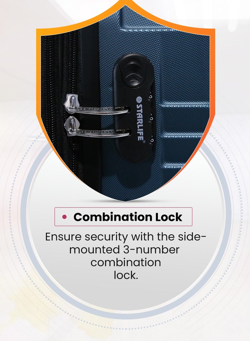 ستار لايف مجموعة حقائب سفر بعجلات من الجانب الصلب ABS مكونة من 3 قطع بعجلات دوارة مع قفل أرقام - Image 2