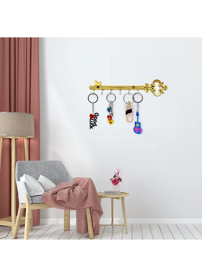 Zeetab Zeetab Metal Royal Key Holder & Hanger with 6 Hooks | Rajwadi Wall Mount Key Stand | Home Decor Gift (24x6cm) (Gold)  - Image 4