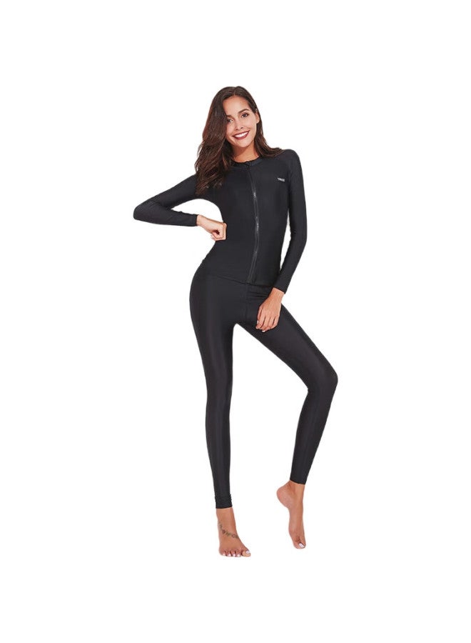 WATERTIME Women'S Wetsuit, Slimming, Tummy Control, Conservative Two-Piece Long-Sleeve Top, Surfing Suit, Sun Protection - Image 1