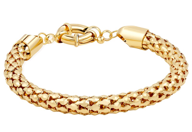 Barzel 18K Gold Plated Popcorn Mesh Bracelet - Made in Brazil, 7.5 Inches, Brass, no gemstone - Image 2