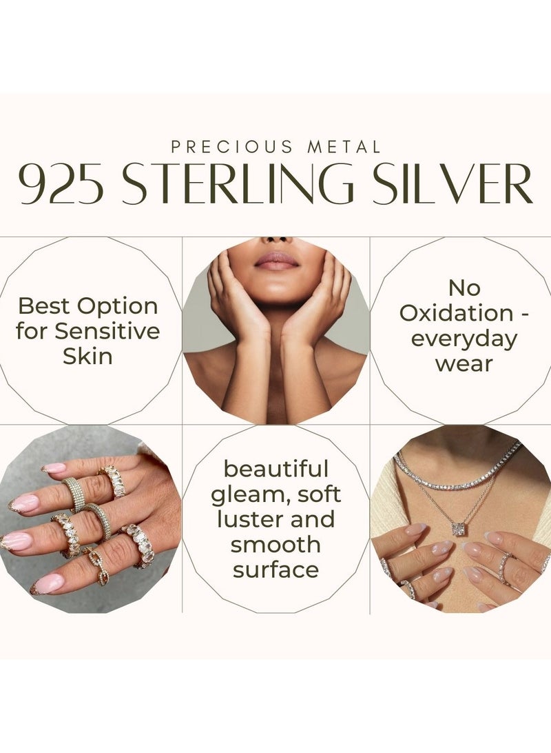 LAVEEN JEWELLERY V-Shaped Stacking Ring | Tarnish Free 18K Gold or Rhodium Plated Ring | 925 Sterling Silver with Round & Pear-Cut Cubic Zirconia, 18K Gold or Rhodium Plating, Stackable Design - Image 2