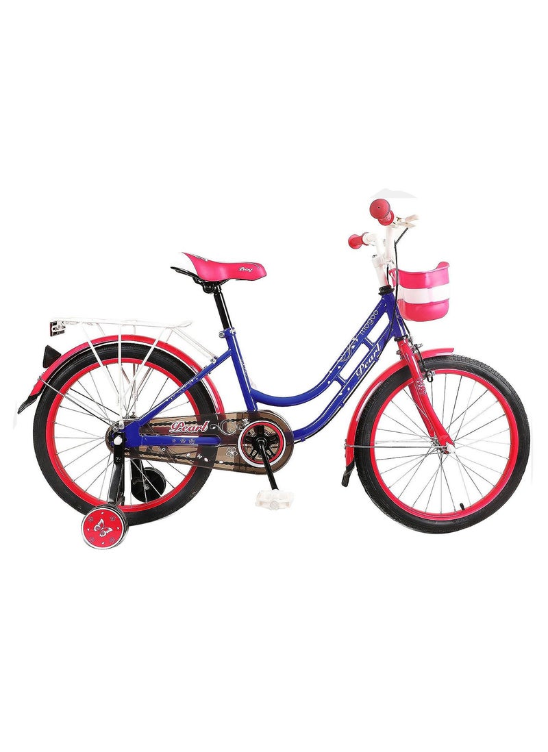 Mogoo Pearl Kids Bike With Basket for 4-10 Years Old - Adjustable Seat - Handbrake - Mudguards - Reflectors - Rear Carrier - Gift for Kids - 16 Inch Bicycle with Training Wheels - Blue - Image 2