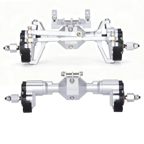 AMK Ascent18 Portal Axle Set for Redcat Ascent18 Upgrade CNC Aluminum Front Rear Axles with Brass Portal Covers Steel Gears Servo Mount Steering Links Silvery - Image 5