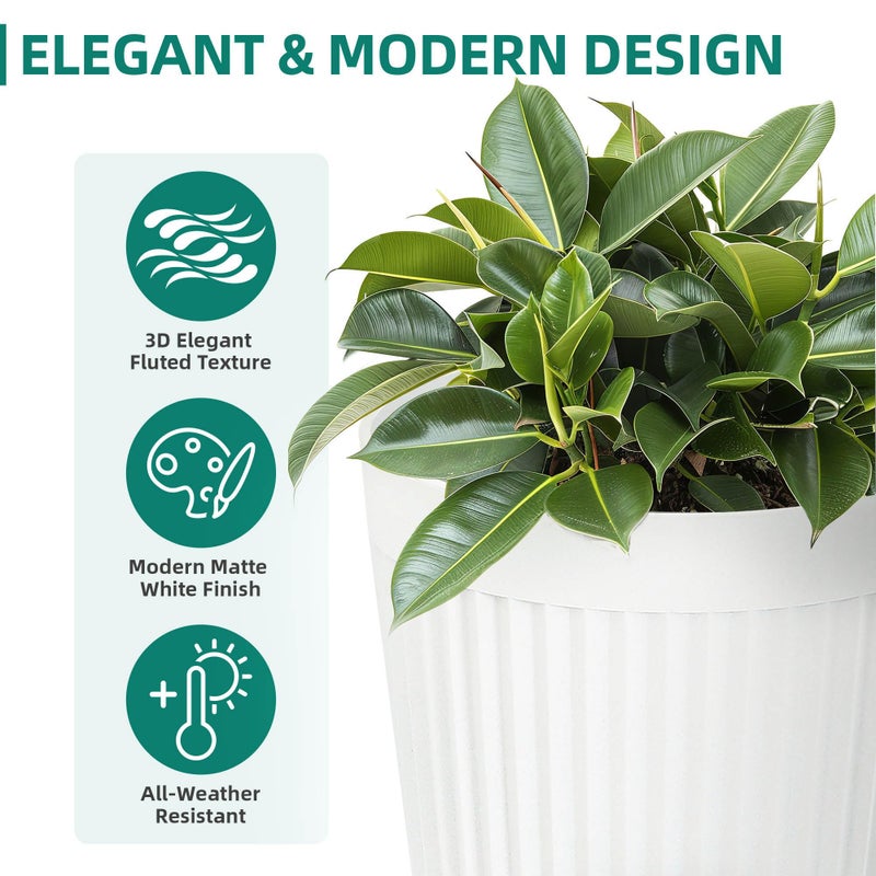 Ultym 20" Tall Planters for Indoor Outdoor Plants (Set of 2), Cement-Look Large Flower Pots, High-Desity Resin Planters, UV-Protected Outdoor Pots for Garden, Balcony, Porch or Living Room Decor - Image 4
