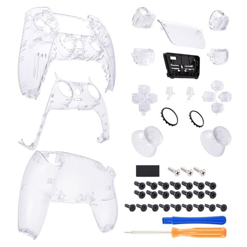 eXtremeRate Full Set Shell with Buttons Touchpad Cover, Clear Custom Replacement Decorative Trim Shell Front Back Plates Compatible with p s 5 Controller BDM-010 020 - Without Controller - Image 3