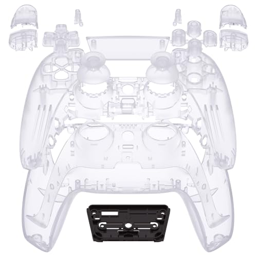 eXtremeRate Full Set Shell with Buttons Touchpad Cover, Clear Custom Replacement Decorative Trim Shell Front Back Plates Compatible with p s 5 Controller BDM-010 020 - Without Controller - Image 1