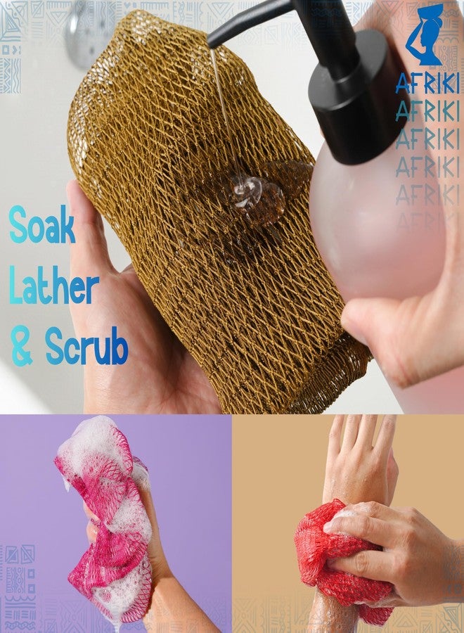 AFRIKI African Net Sponge, Premium Authentic Exfoliating Body Scrubber, Extra Long Stretch Bath Sponge for Shower, Deep Exfoliating Washcloth for Smooth Skin, 1 Pack (Baby Blue) - Image 5