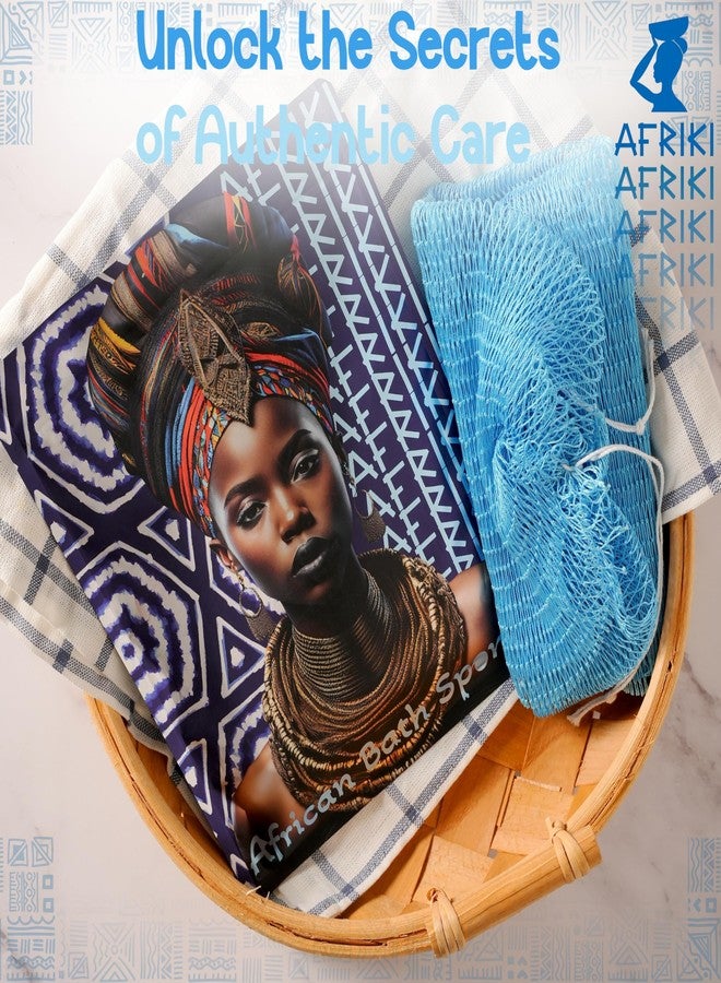 AFRIKI African Net Sponge, Premium Authentic Exfoliating Body Scrubber, Extra Long Stretch Bath Sponge for Shower, Deep Exfoliating Washcloth for Smooth Skin, 1 Pack (Baby Blue) - Image 4