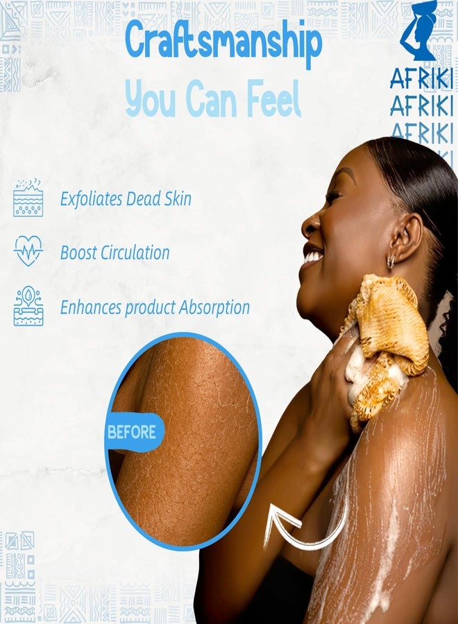 AFRIKI African Net Sponge, Premium Authentic Exfoliating Body Scrubber, Extra Long Stretch Bath Sponge for Shower, Deep Exfoliating Washcloth for Smooth Skin, 1 Pack (Baby Blue) - Image 2