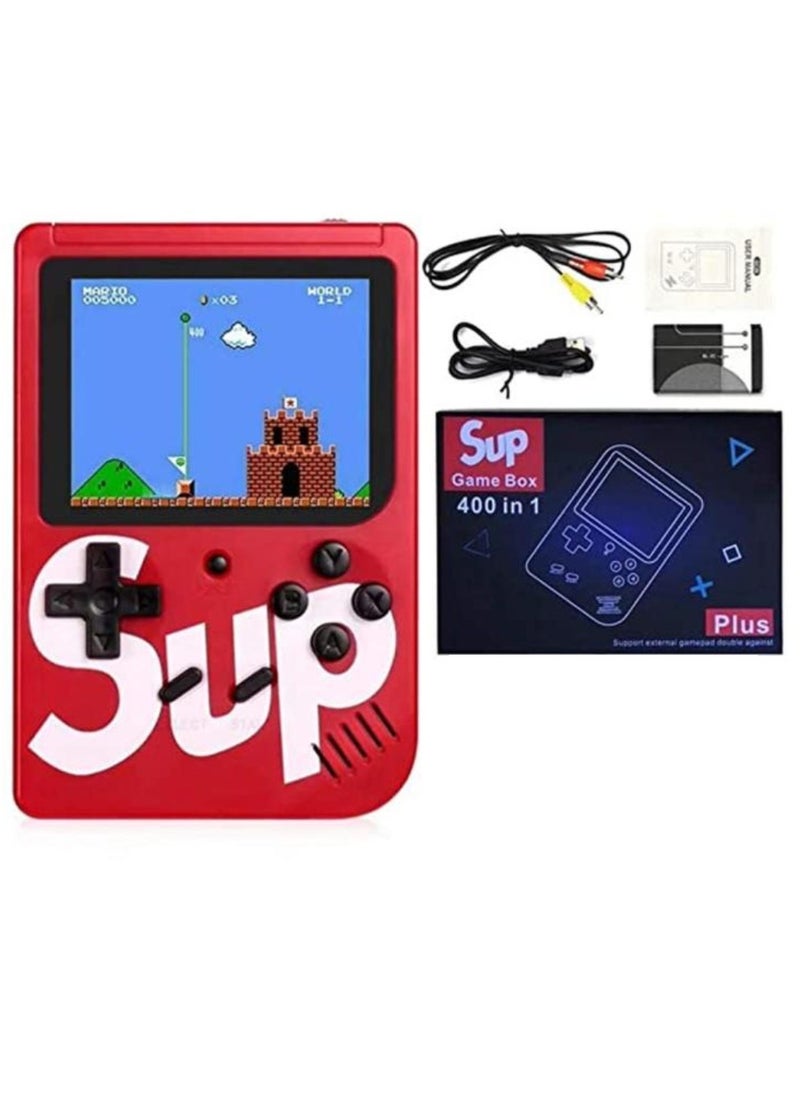 SUP SUP Game Box Plus 400 in 1 Retro Games Upgrade Version Mini Portable Console Handheld Game Box Retro Game Console 3.0-Inch Screen Support For Connecting TV & LED For Kids And Adults Red  - Image 1