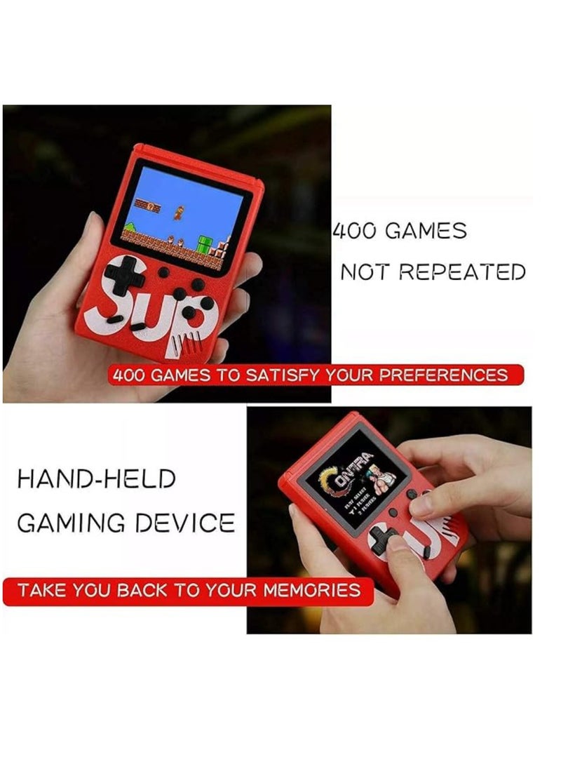 SUP SUP Game Box Plus 400 in 1 Retro Games Upgrade Version Mini Portable Console Handheld Game Box Retro Game Console 3.0-Inch Screen Support For Connecting TV & LED For Kids And Adults Red  - Image 4