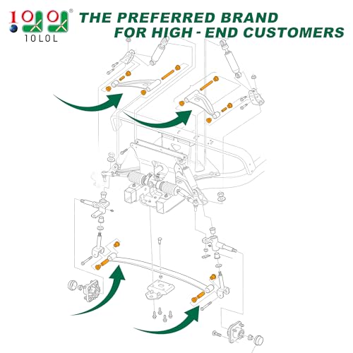 10L0L Front Spring A-Arm Bushing Sleeves Kit for Club Car Precedent 2004-up Golf Cart, Replace OEM 102289901 1029562-01 1022874011 102288101 102287701 1102287601 - Image 2