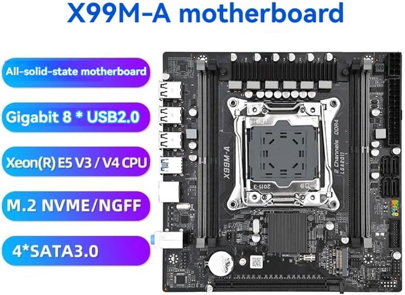 لوحة الأم PpAaJK X99M-A ذاكرة 4XDDR4 128G مع معالج LGA2011-3 ودعم PCI-E3.0x16 وكارت شبكة جيجابايت M.2 NVME/NGFF - Image 4