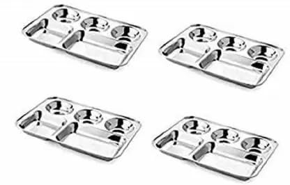 BPE Stainless Steel BHOJAN THALI Dinner Breakfast Lunch PLATESSET of 6 Dinner Plate Pack of 6 - Image 2