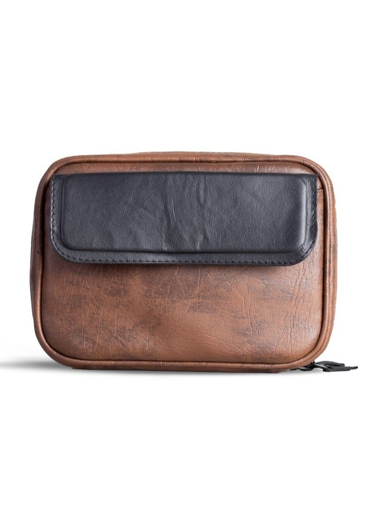 Ar supply AR Pouch by Arij Bags | Small Hand Pouch for Mobile Phones and Accessories, Lightweight Daily Use Design, Main Pocket, 6 Card Slots, Multiple Inner Pockets and Quick Access Outer Pocket (22 × 17 × 5 cm) (Black & Brown) - Image 1