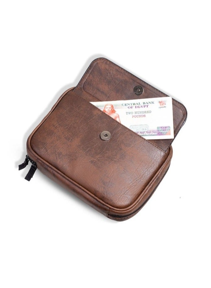 Ar supply AR Pouch by Arij Bags | Small Hand Pouch for Mobile Phones and Accessories, Lightweight Daily Use Design, Main Pocket, 6 Card Slots, Multiple Inner Pockets and Quick Access Outer Pocket (22 × 17 × 5 cm) (Black & Brown) - Image 2