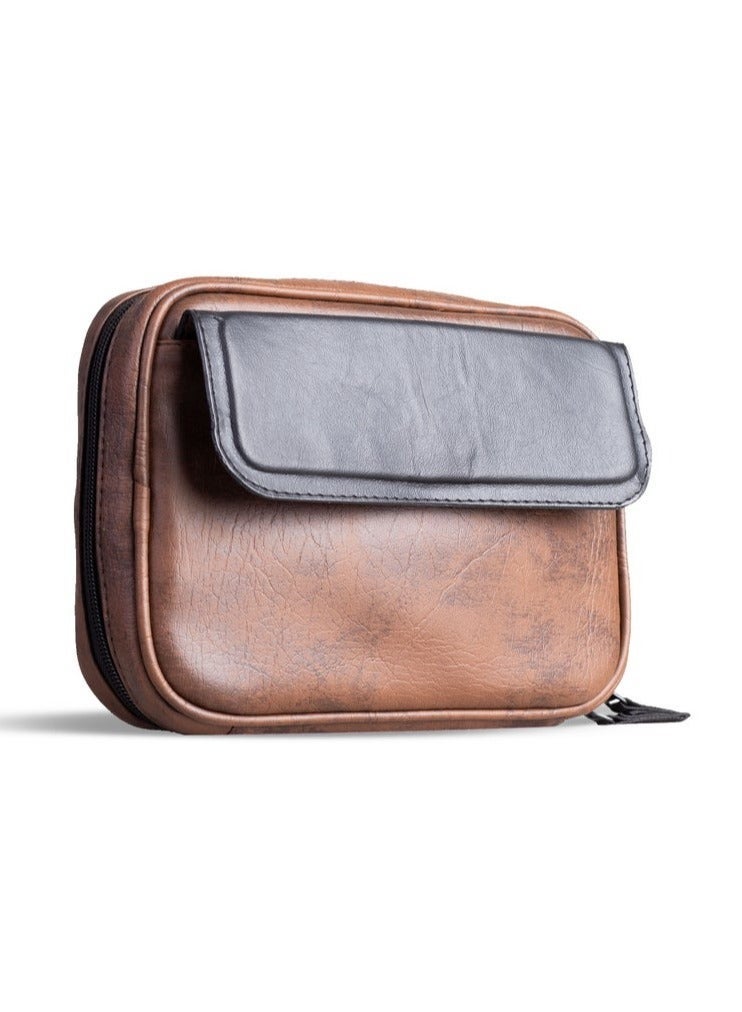 Ar supply AR Pouch by Arij Bags | Small Hand Pouch for Mobile Phones and Accessories, Lightweight Daily Use Design, Main Pocket, 6 Card Slots, Multiple Inner Pockets and Quick Access Outer Pocket (22 × 17 × 5 cm) (Black & Brown) - Image 4