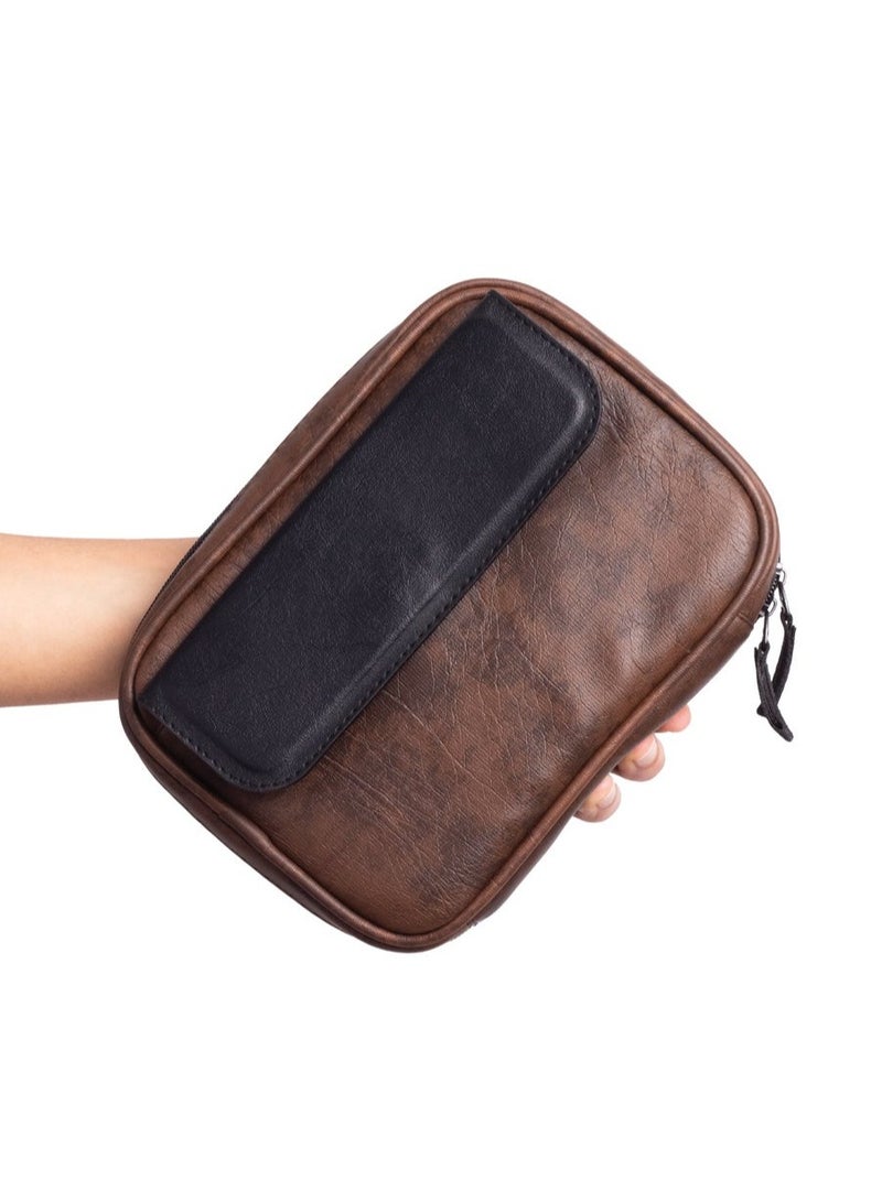 Ar supply AR Pouch by Arij Bags | Small Hand Pouch for Mobile Phones and Accessories, Lightweight Daily Use Design, Main Pocket, 6 Card Slots, Multiple Inner Pockets and Quick Access Outer Pocket (22 × 17 × 5 cm) (Black & Brown) - Image 2