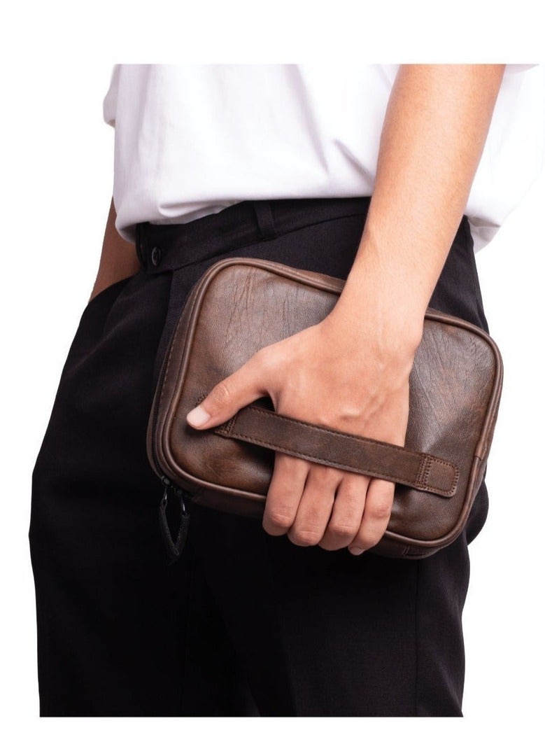 Ar supply AR Pouch by Arij Bags | Small Hand Pouch for Mobile Phones and Accessories, Lightweight Daily Use Design, Main Pocket, 6 Card Slots, Multiple Inner Pockets and Quick Access Outer Pocket (22 × 17 × 5 cm) (Black & Brown) - Image 5