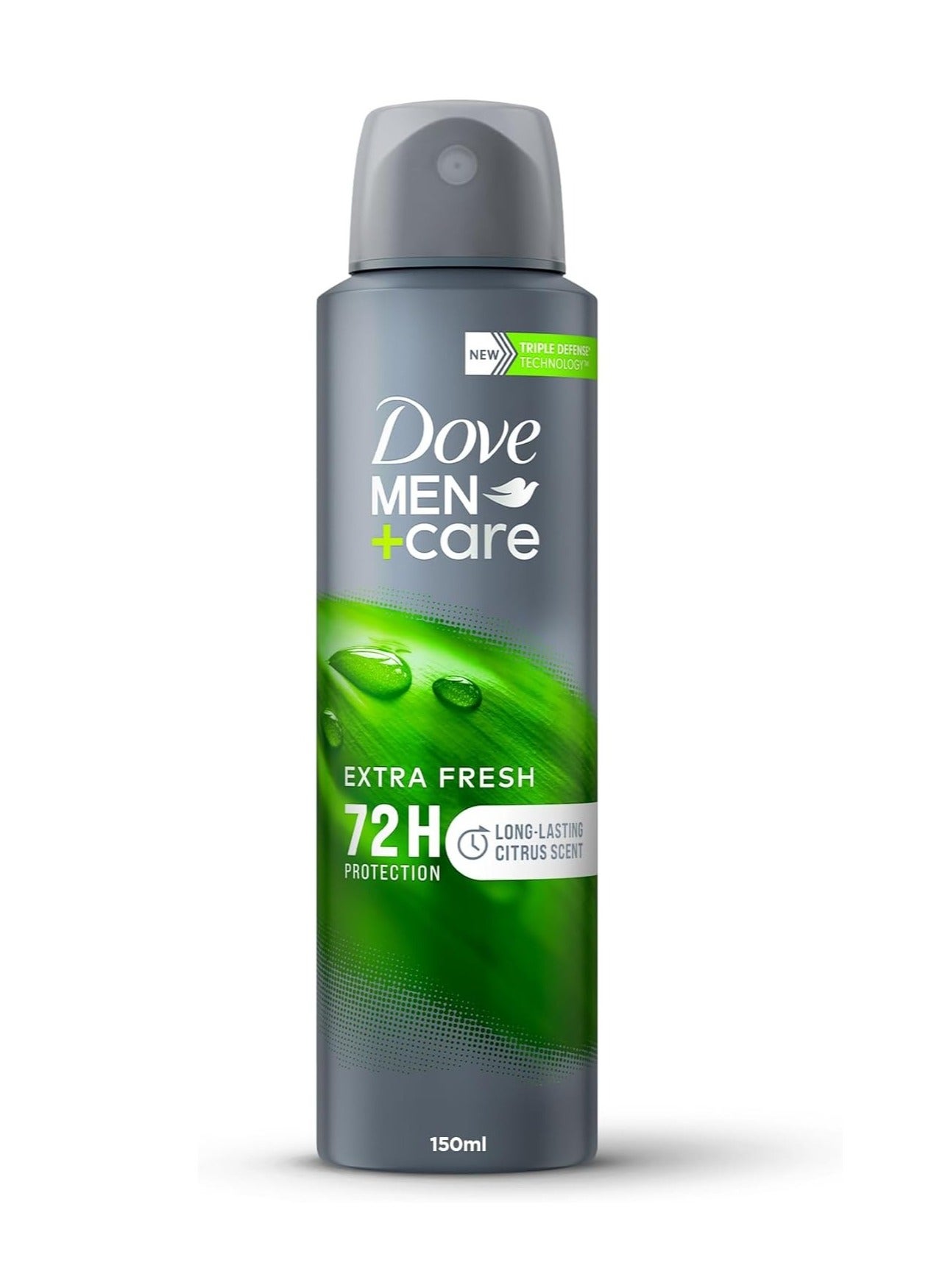 Dove Men+ Care Antiperspirant Deodorant Body Spray, Extra Fresh, Citrus Scent, Triple Defense Technology & 72H Protection, 150ml