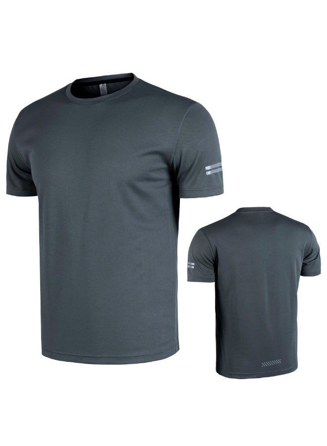 Men's Sports And Leisure T-shirts Fashion Simple Printed Short Sleeve Round Neck Mesh Breathable Loose Fitness Tops - Image 1